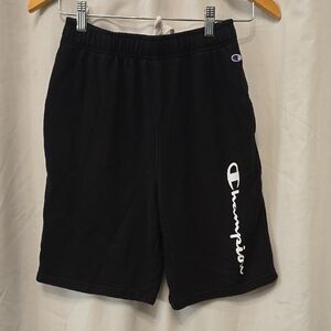 Champion Black Athletic Shorts with White Script